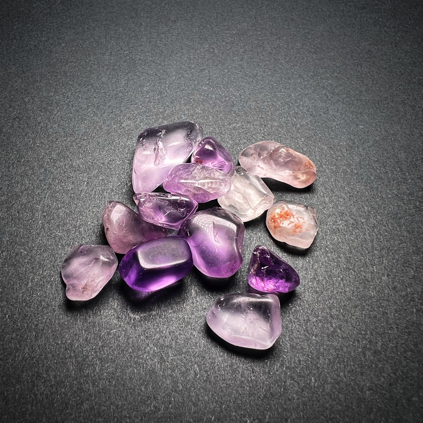 Amethyst crystal chips tumbled.