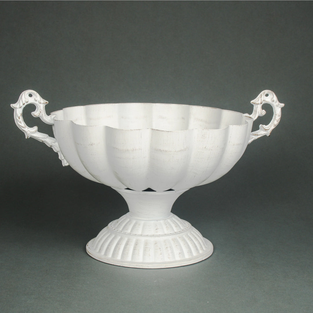 Beautiful white classical metal bowl, decorative bowl