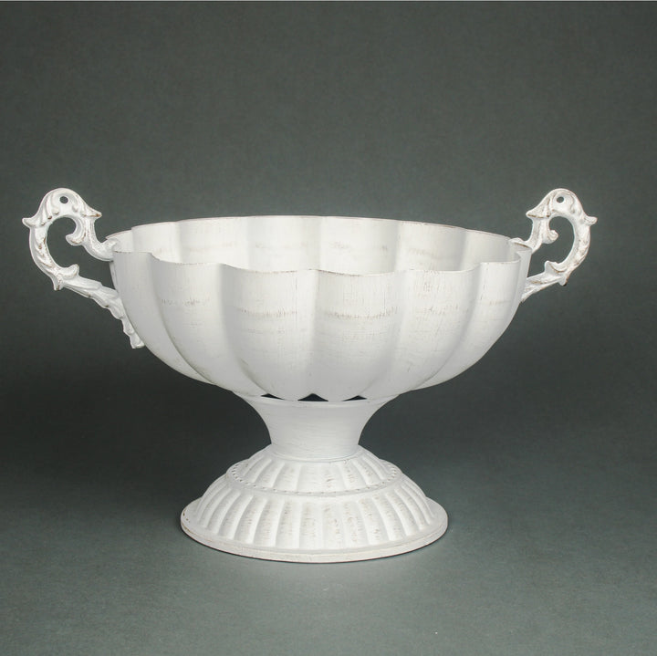 Beautiful white classical metal bowl, decorative bowl