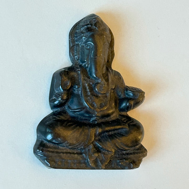 Ganesha Statue, Gold Sheen Obsidian – God of Auspicious Beginnings