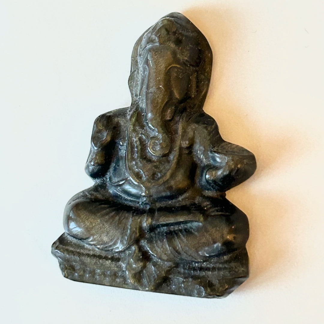 Ganesha Statue, Gold Sheen Obsidian – God of Auspicious Beginnings