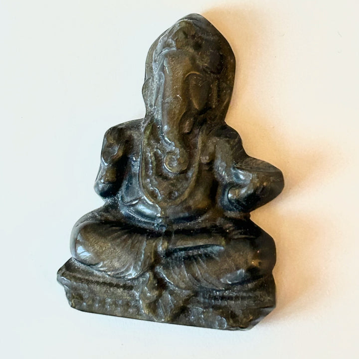 Ganesha Statue, Gold Sheen Obsidian – God of Auspicious Beginnings