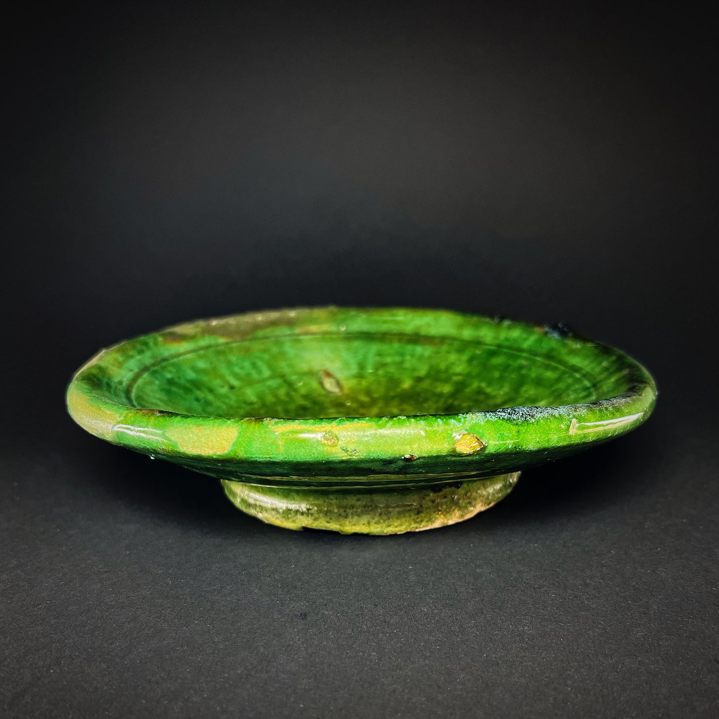 Tamegroute ritual plate, moss green