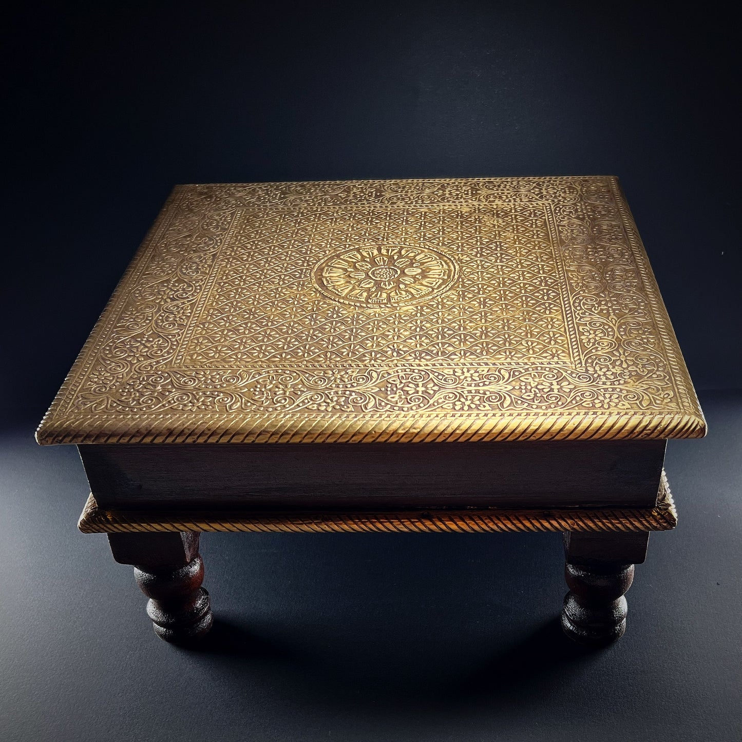 Altar base - Indian rosewood and brass 
