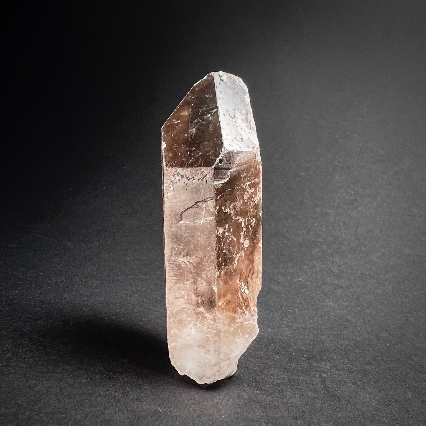Smoky quartz point, with double time line tip.